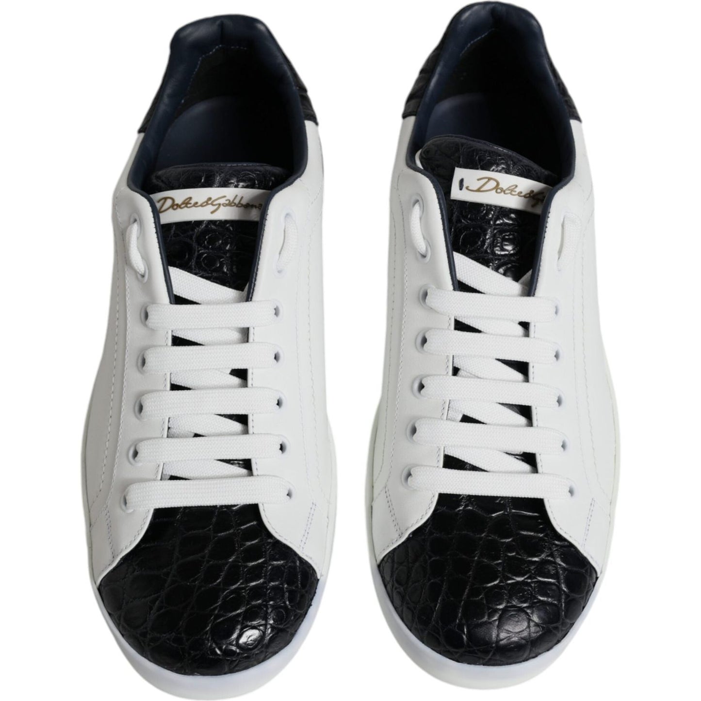 Dolce & Gabbana White Leather Logo Portofino Sneaker Shoes