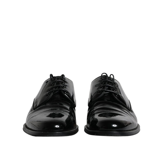 Dolce & Gabbana Black Leather Lace Up Men Derby Formal Shoes Dolce & Gabbana Black