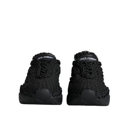 Dolce & Gabbana Black Knitted Daymaster Sneakers Shoes