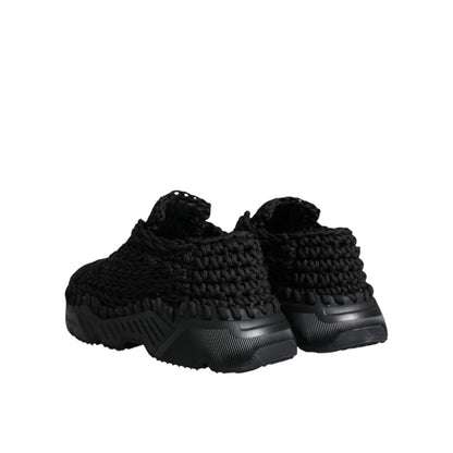 Dolce & Gabbana Black Knitted Daymaster Sneakers Shoes