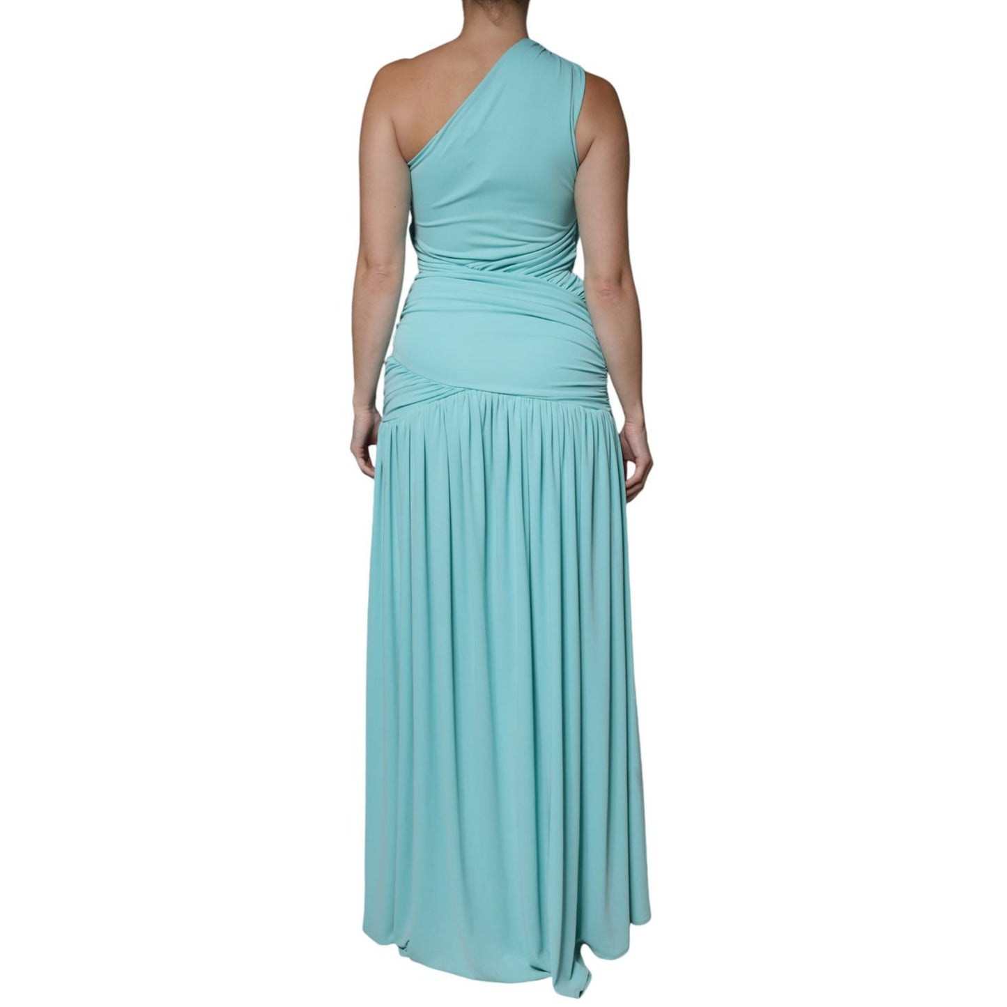 Christian Pellizzari Light Blue Jersey Long Drape One Shoulder Dress