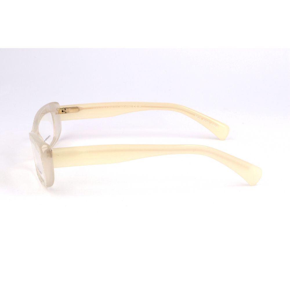 Side view of Alexander McQueen Bicolor Acetate Frames in beige and light yellow, showing temple design and acetate material.