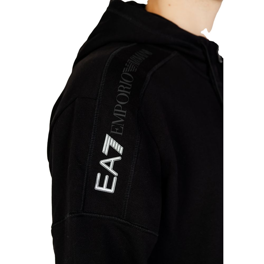 EA7 Emporio Armani Black Cotton Hoodie