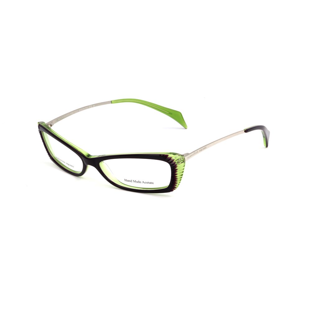 Alexander McQueen Multicolor Acetate Frames in golden, violet, and green, with dimensions 52/14/145 mm.