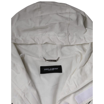 Dolce & Gabbana White Hooded Parka Polyester Trench Coat Jacket