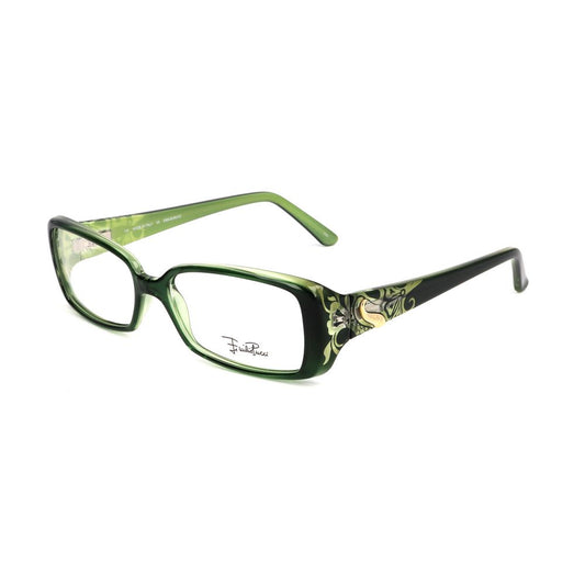 Emilio Pucci Green Plastic Frames - Stylish women's glasses with green design and intricate detailing, featuring a classic rectangular shape.