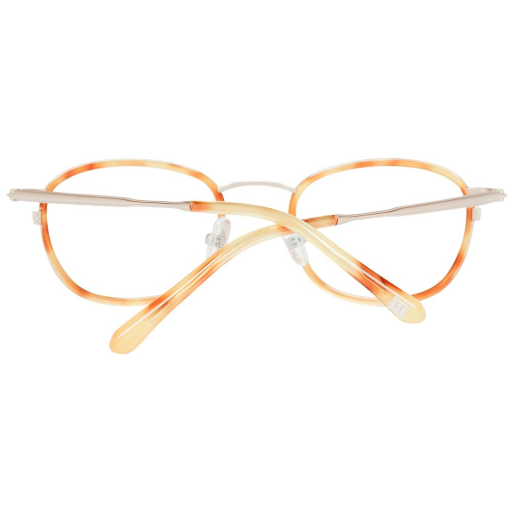 Alt Tag: Hackett Brown Plastic Frames eyeglasses with 47/20/145 mm dimensions, front view showing unique frame design and color.