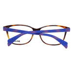 Alt Tag: Just Cavalli Brown Plastic Frames with blue temples, model JC0686-052-54, size 54/13/140 mm for women.