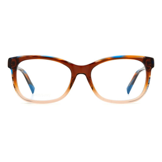 Missoni Brown Acetate Frames MIS-0090-EX4 with brown horn design, measures 54/17/145 mm for women.