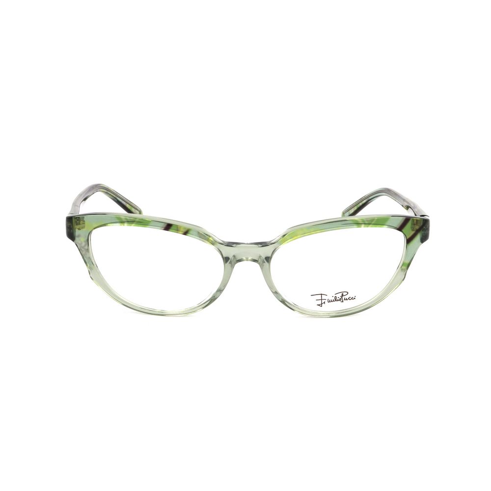 Emilio Pucci Green Plastic Frames, printed green glasses EP2657905 with dimensions 51/16/130mm for women.