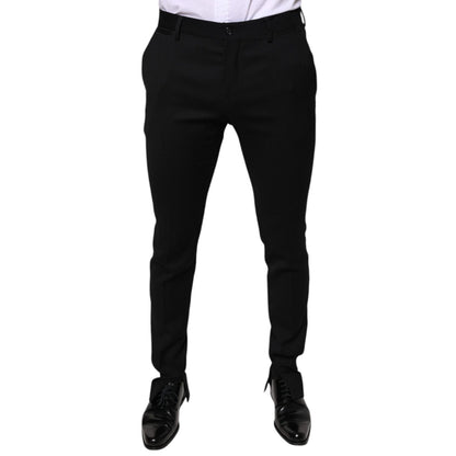 Dolce & Gabbana Black Wool Skinny Formal Dress Pants