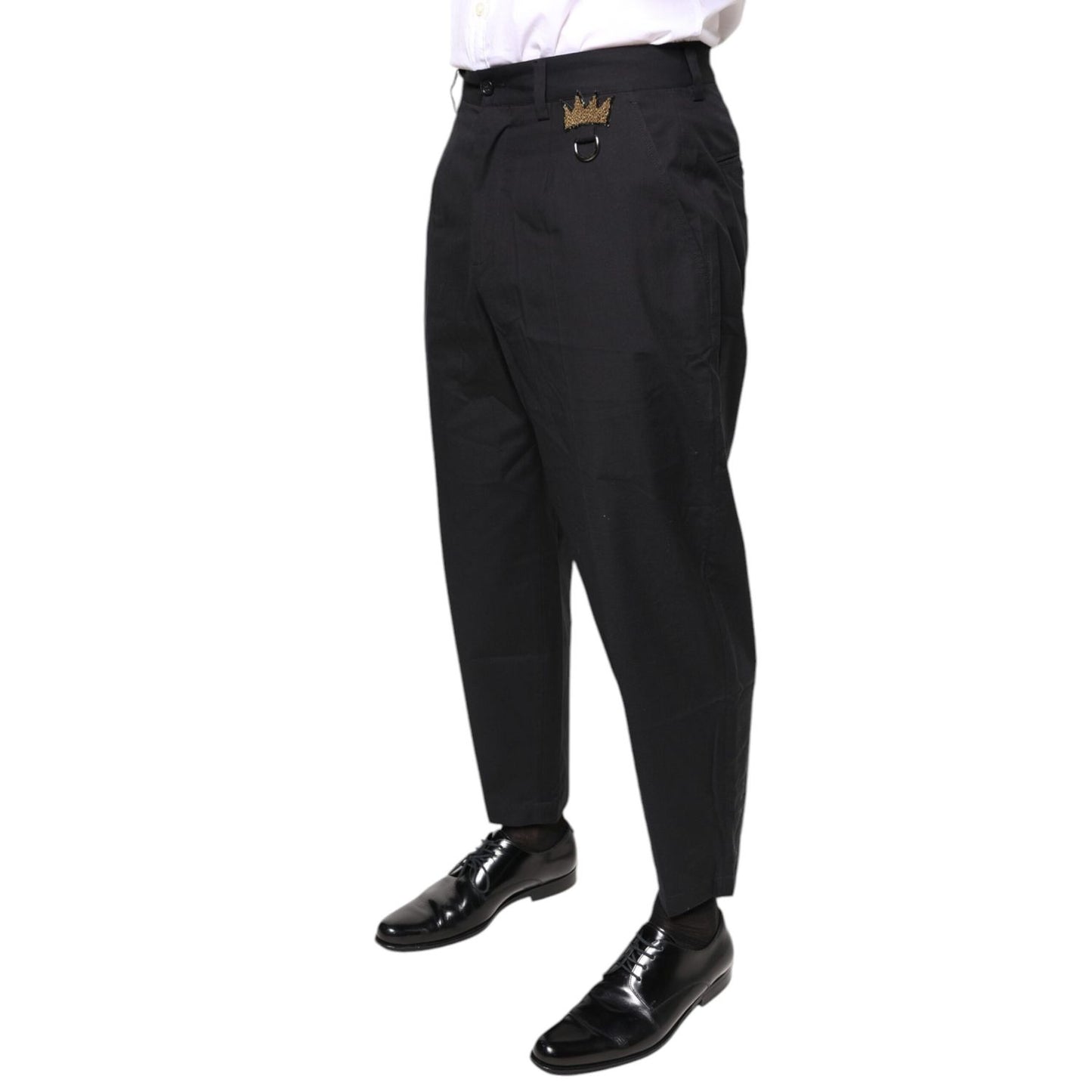 Dolce & Gabbana Black Crown Cotton Dress Pants