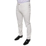 Dolce & Gabbana White Cotton Skinny Slim Men Denim Jeans