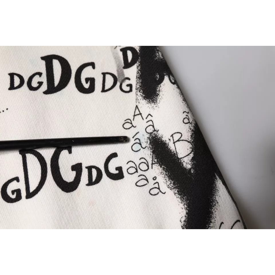 Dolce & Gabbana White Printed Cotton Jogger Sweatpants Pants