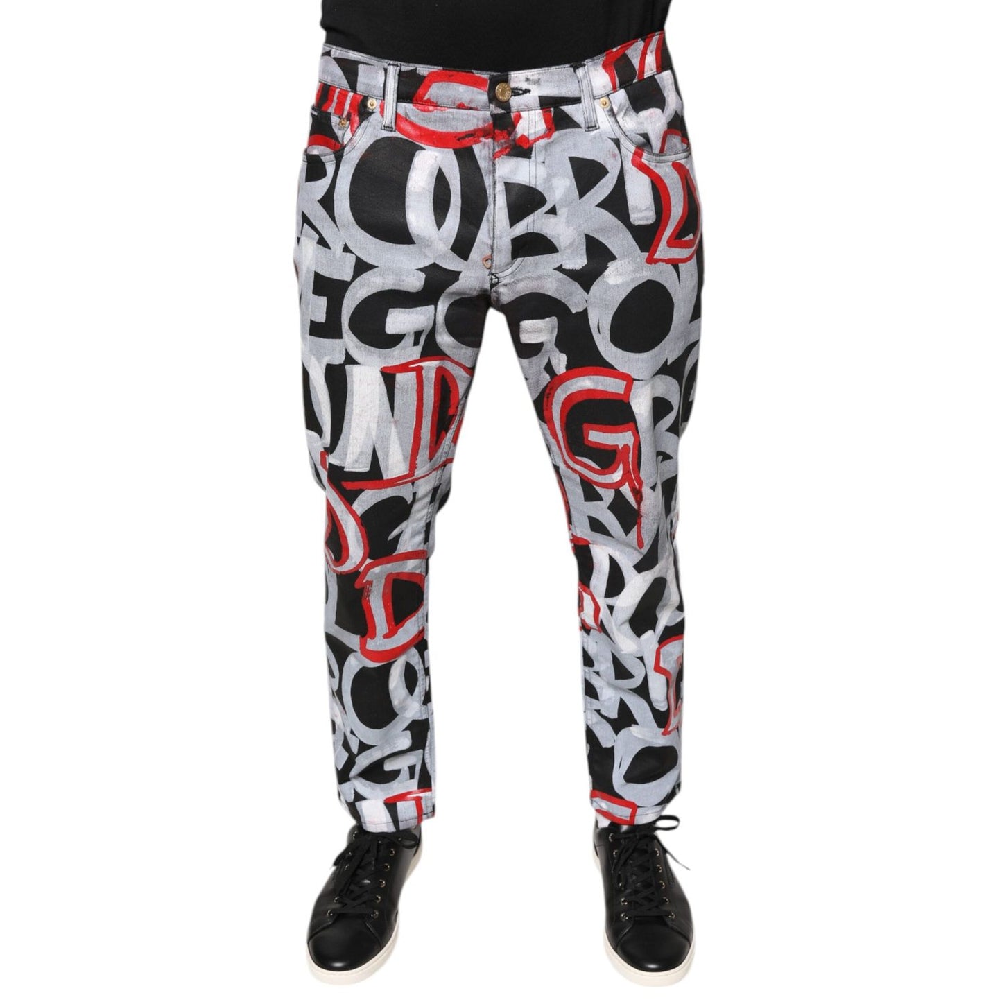 Dolce & Gabbana Multicolor Cotton Monogram Skinny Denim Jeans