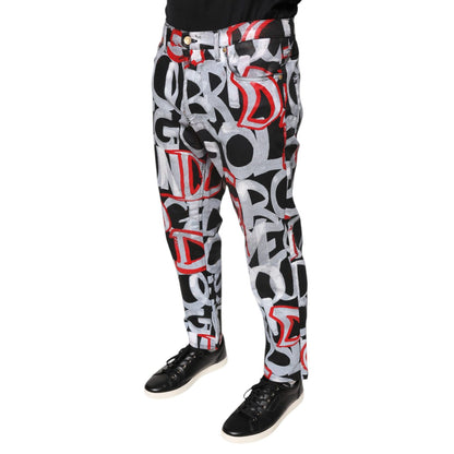 Dolce & Gabbana Multicolor Cotton Monogram Skinny Denim Jeans