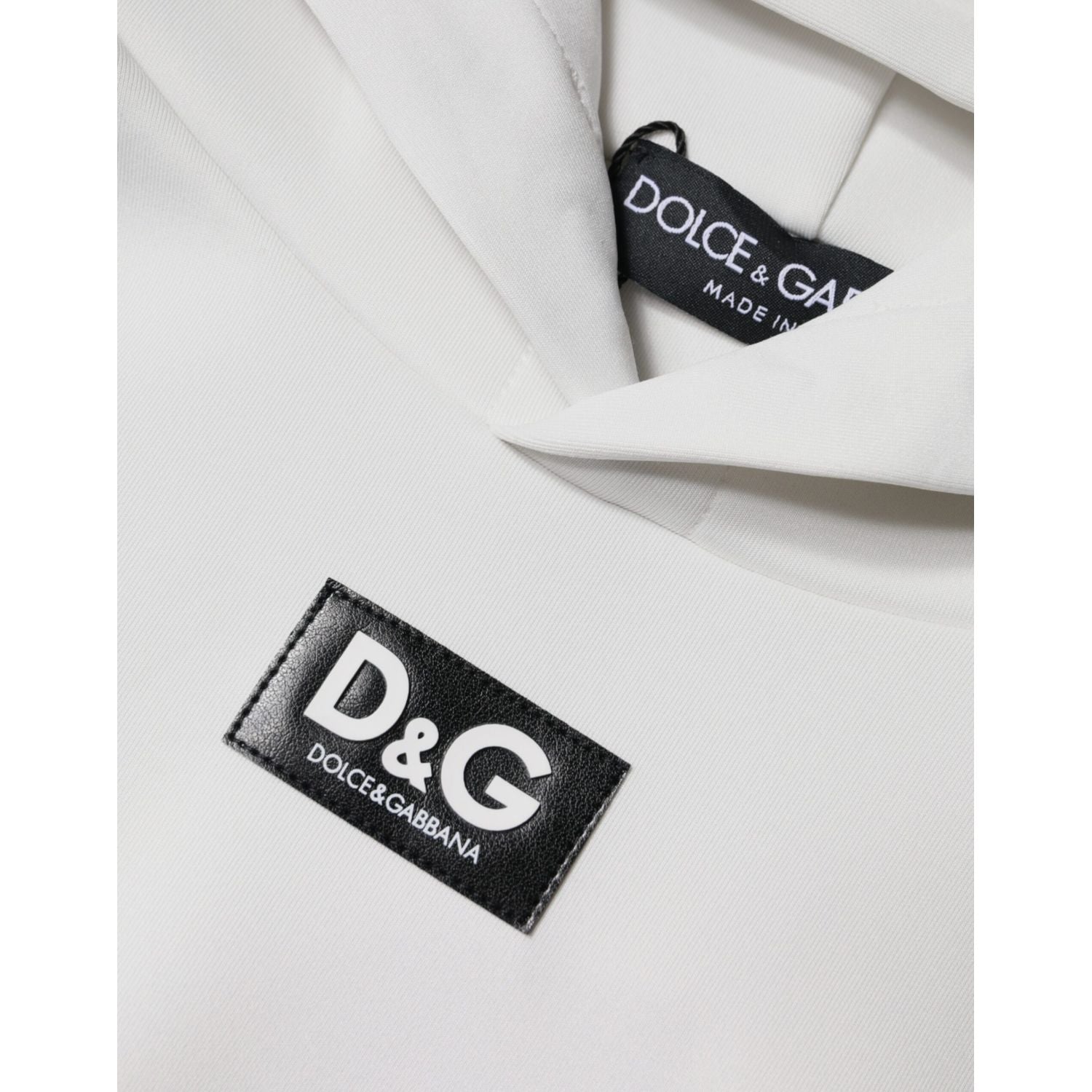Dolce & Gabbana White D&G Logo Hooded Men Sweatshirt Sweater