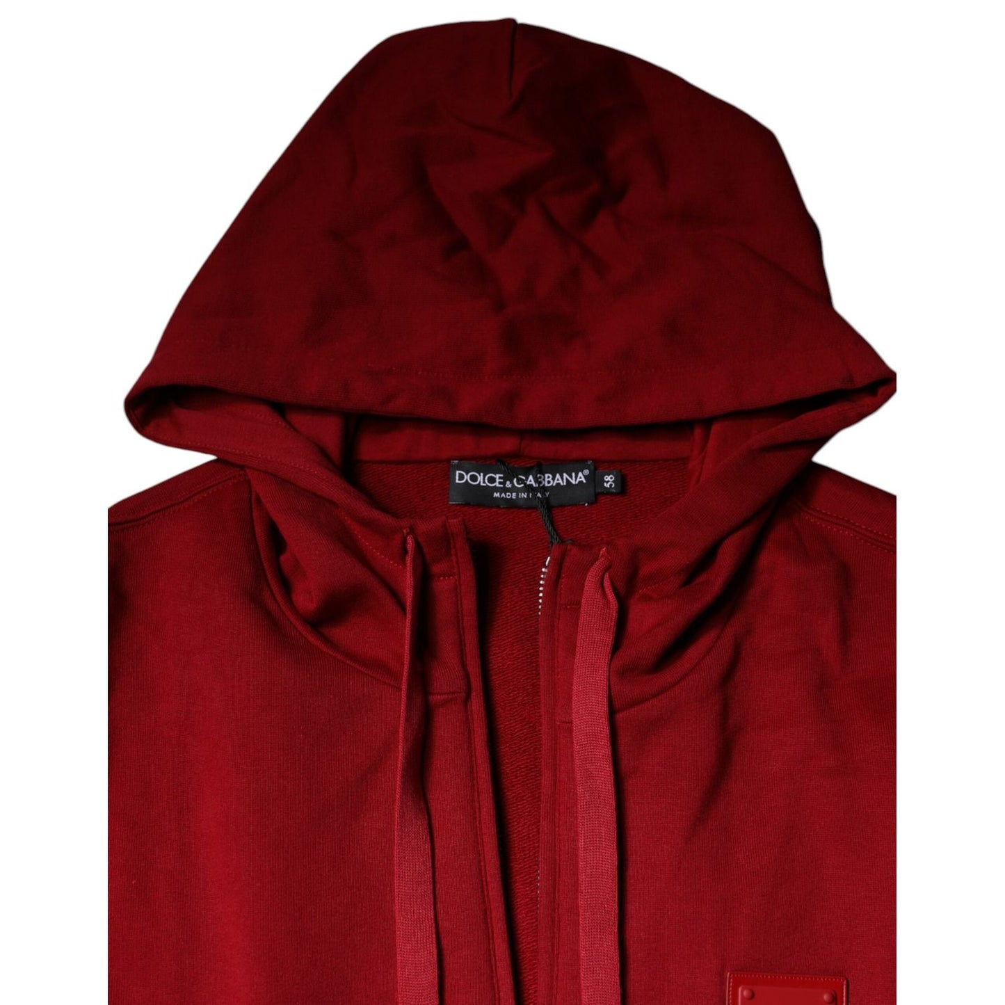 Dolce & Gabbana Red Logo Plaque Hooded Sweatshirt Sweater