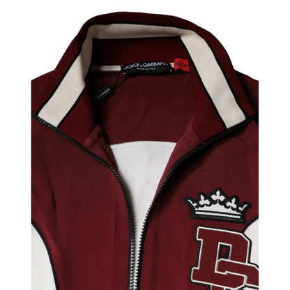 Dolce & Gabbana Red White Logo Full Zip Sweatshirt Sweater