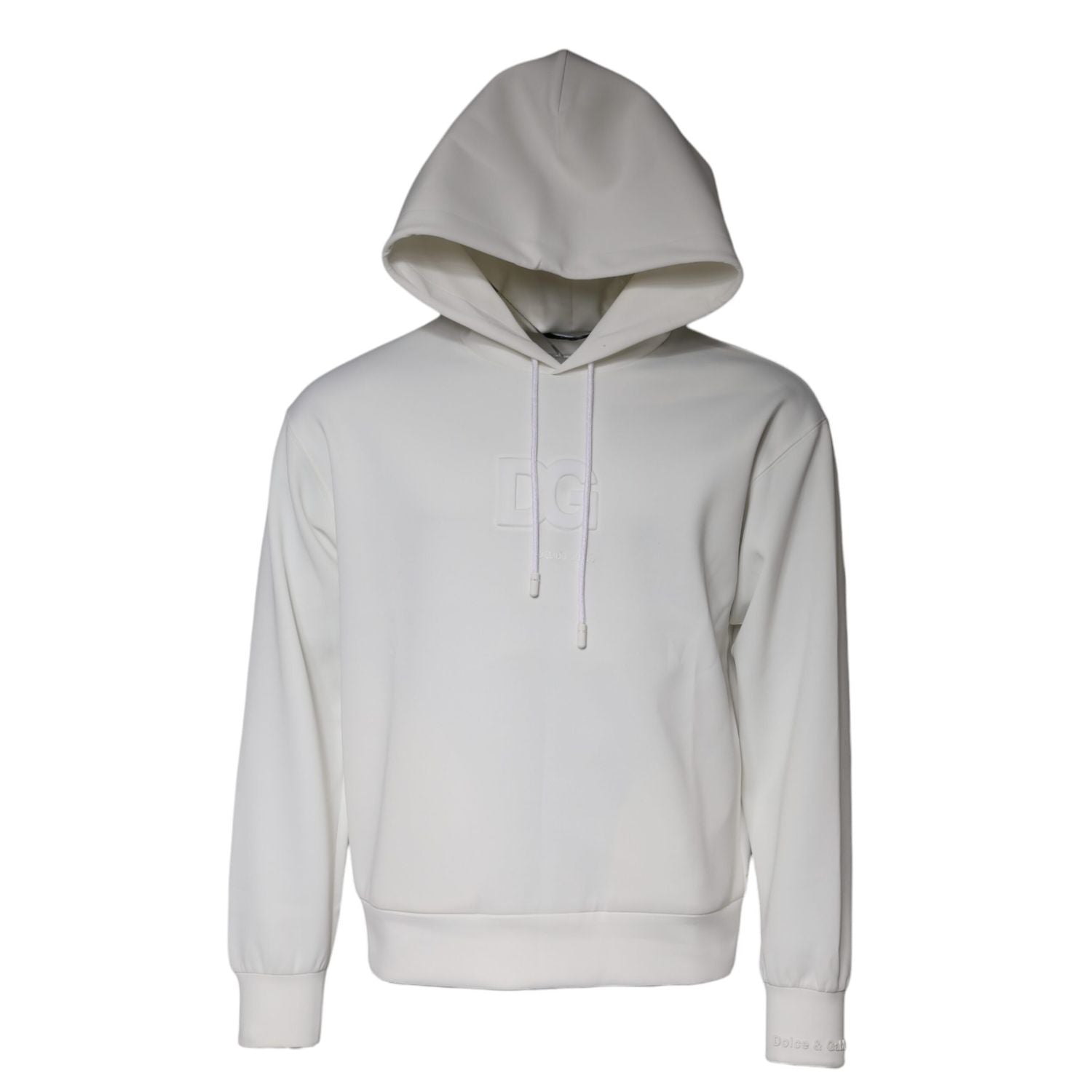 Dolce & Gabbana White DG Logo Hooded Men Sweatshirt Sweater