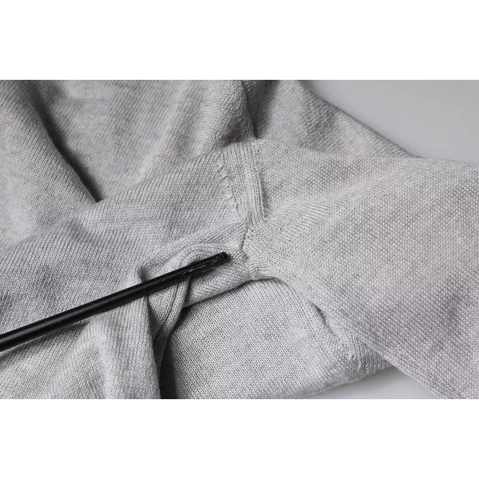 Dolce & Gabbana Light Gray Wool Crew Neck Pullover Sweater