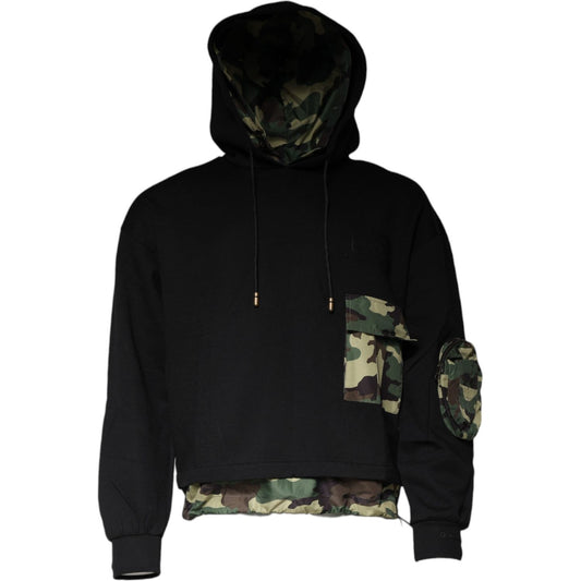 Dolce & Gabbana Black Pocket CottonHooded Sweatshirt Sweater TSH87003-46