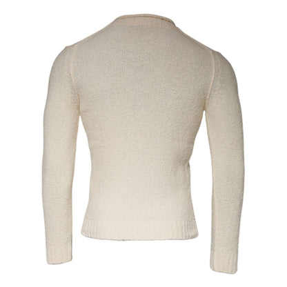 KANGRA Beige Wool Knit Long Sleeve Round Neck Pullover Sweater