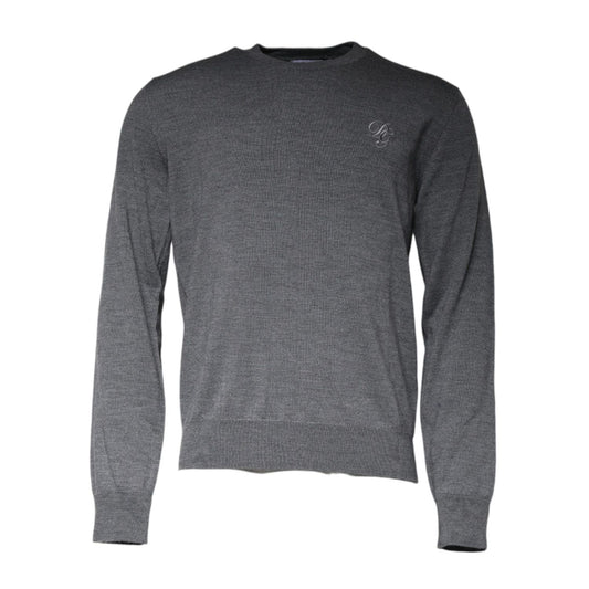 Dolce & Gabbana Dark Gray Wool Crew Neck Pullover Sweater