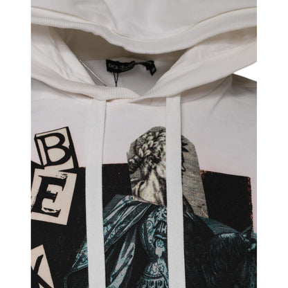 Dolce & Gabbana White Caesar Cotton Hooded Pullover Sweater
