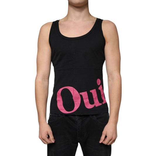 Dolce & Gabbana Black Cotton Tank Sleeveless Men T-shirt Dolce & Gabbana Rosy Brown
