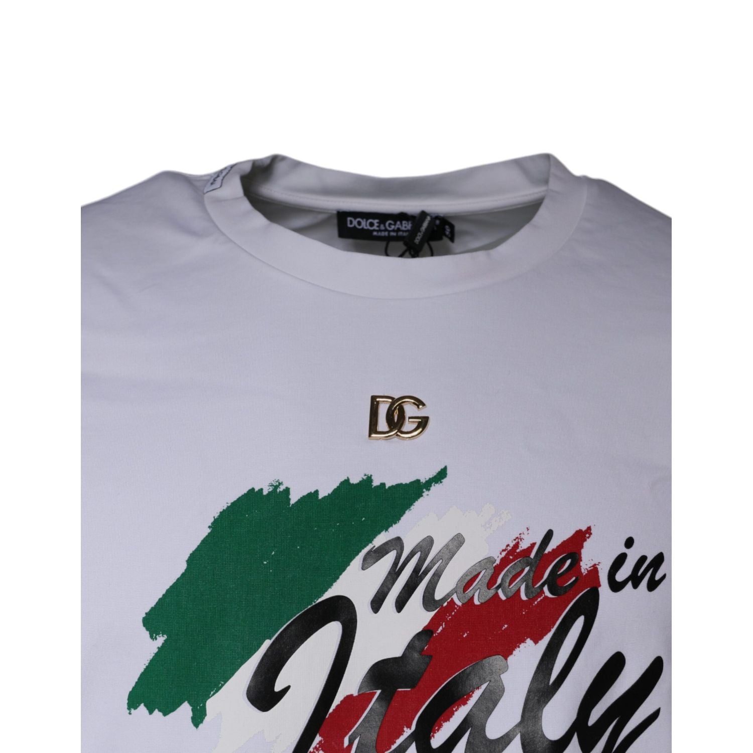 Dolce & Gabbana White Graphic Print Cotton Crew Neck T-shirt