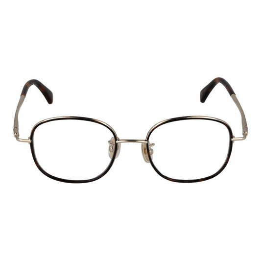 Max Mara Brown Women Glasses Frame, metal round full-rim with demo lenses, elegant eyewear style.