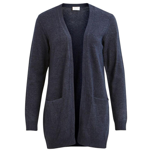 Vila Clothes Blue Viscose Cardigan Vila Clothes Dark Slate Gray