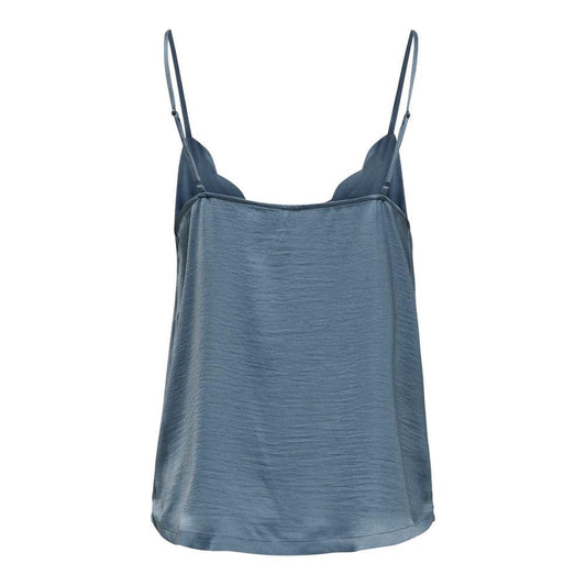 Only Blue Polyester Tops & T-Shirt Only Dim Gray