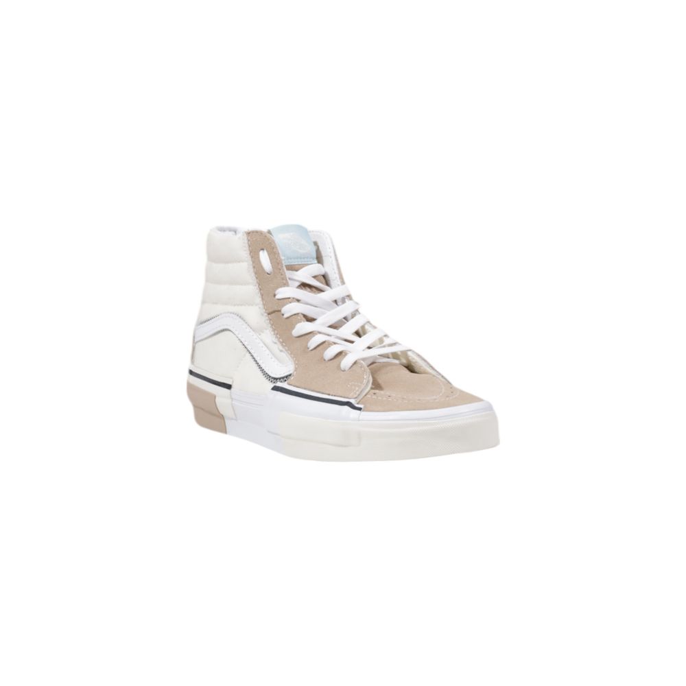 Vans Beige Leather Sneaker with high-top design, perfect for streetwear, offering durability and style with rubber sole for excellent grip.