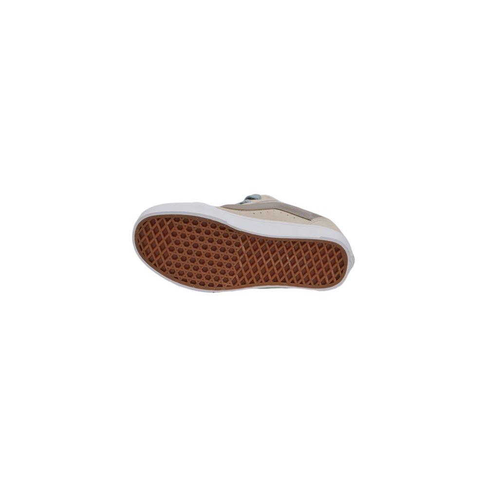 Sole view of Vans Beige Leather Sneaker showcasing durable rubber grip and design features.