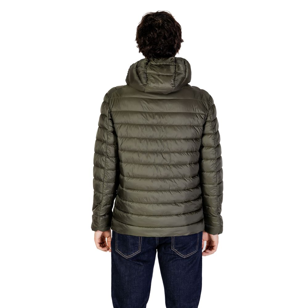 Back view of Gianni Lupo Green Polyamide Jackets & Coat, men's fall/winter collection, 100% polyamide.