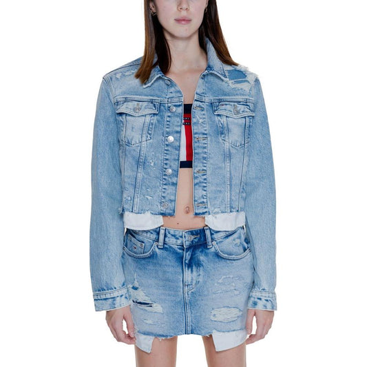 Tommy Hilfiger light blue recycled cotton jacket for women, stylish denim coat from the GIUBBOTTI E CAPPOTTI collection.
