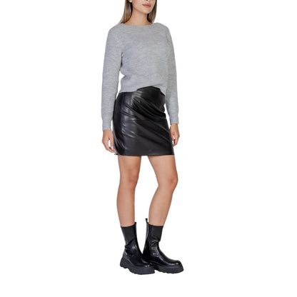 ICHI Black Polyethylene Mini Skirt