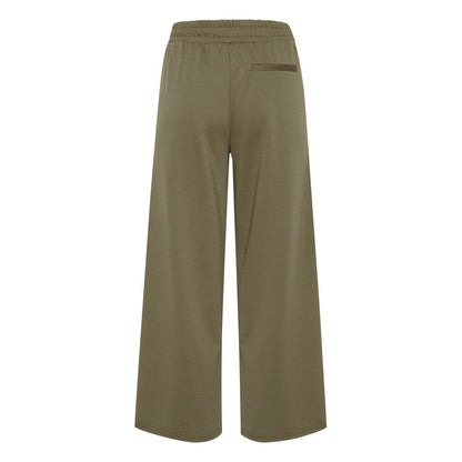 ICHI Green Recycled Polyester Flared Pants