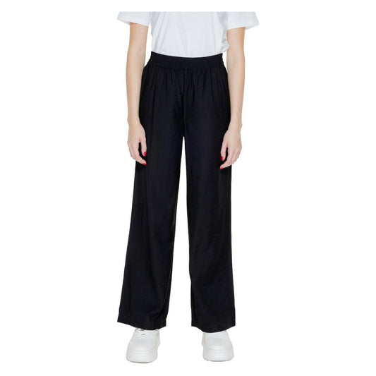 Jacqueline De Yong Black Viscose Jeans & Pant Jacqueline De Yong Black