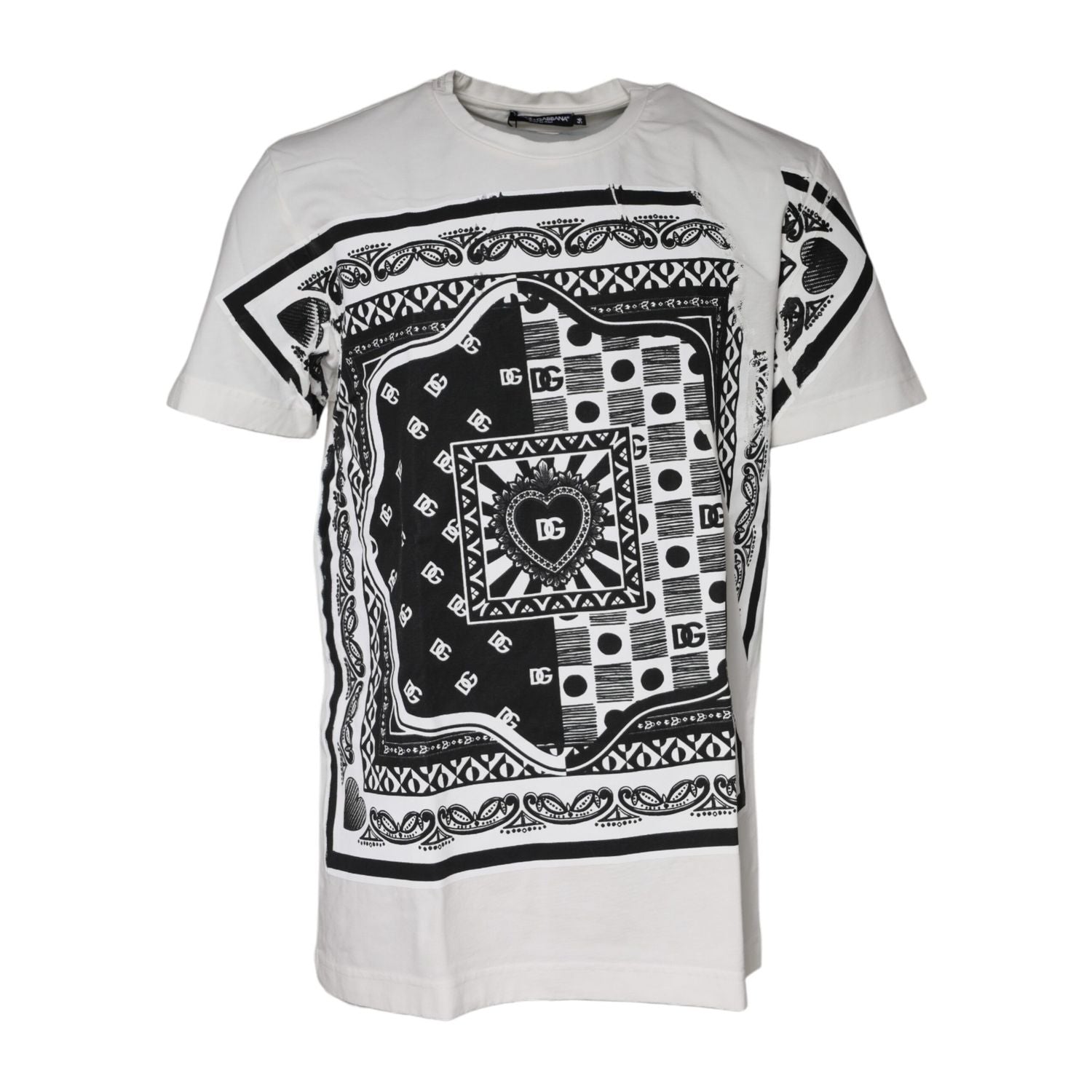 Dolce & Gabbana White Bandana Print Cotton Short Sleeves T-shirt