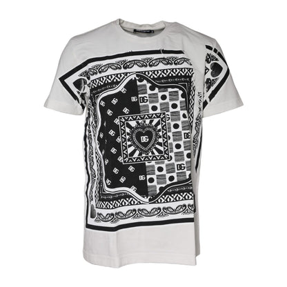 Dolce & Gabbana White Bandana Print Cotton Short Sleeves T-shirt
