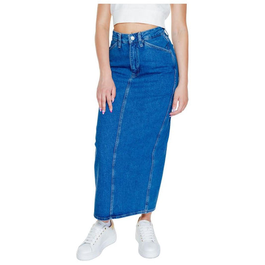 Calvin Klein Jeans Blue Cotton Skirt Calvin Klein Jeans Dark Cyan