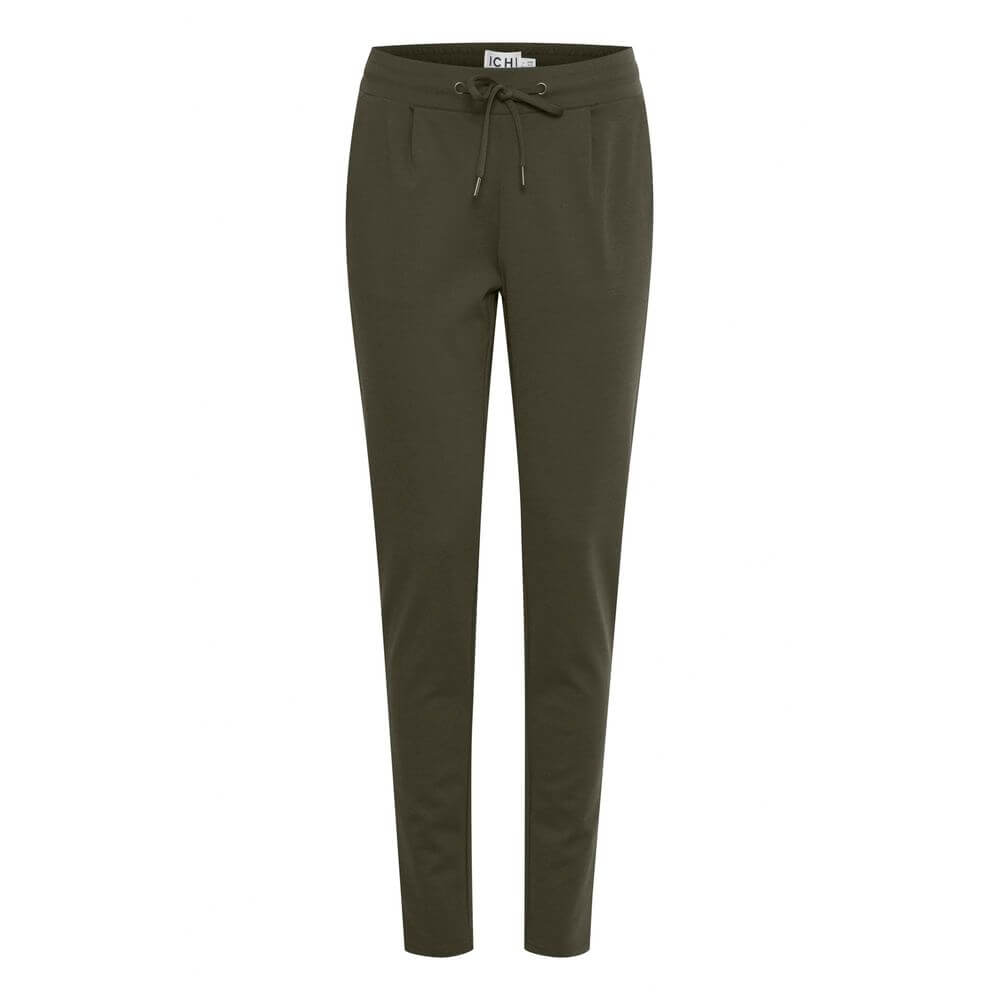 ICHI Green Polyester Casual Pants