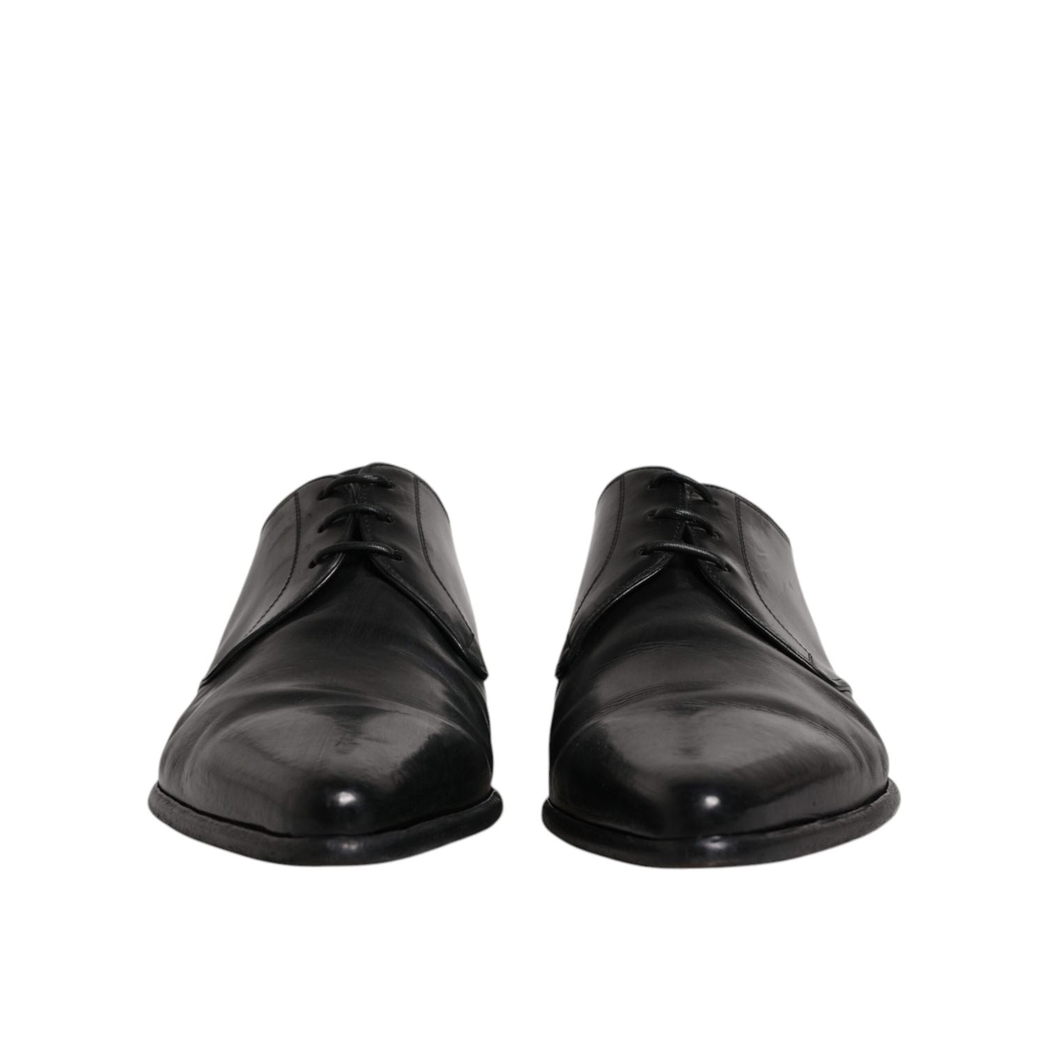 Dolce & Gabbana Black Leather Lace Up Men Derby Formal Shoes
