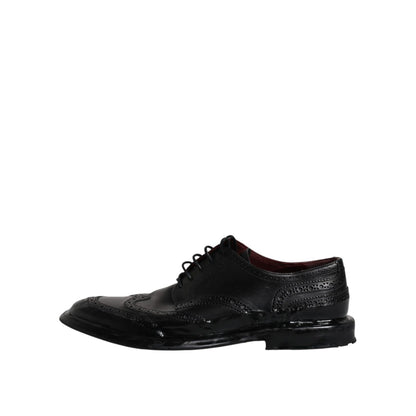 Dolce & Gabbana Black Leather Derby Wingtip Formal Shoes
