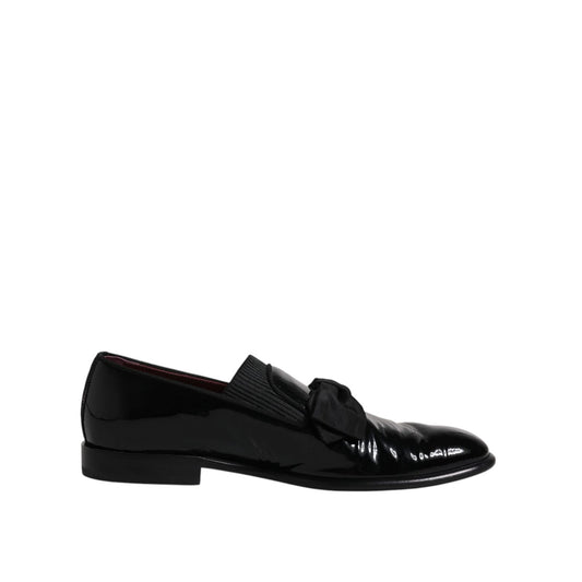 Dolce & Gabbana Black Leather Loafers Men Formal Dress Shoes