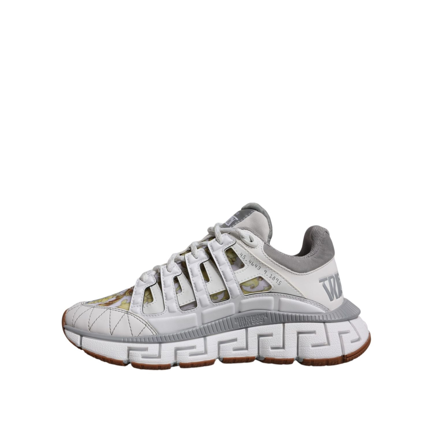 Versace White Trigreca Barocco Print Low Top Sneakers Shoes