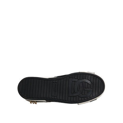 Dolce & Gabbana Black White Portofino Low Top Sneakers Shoes